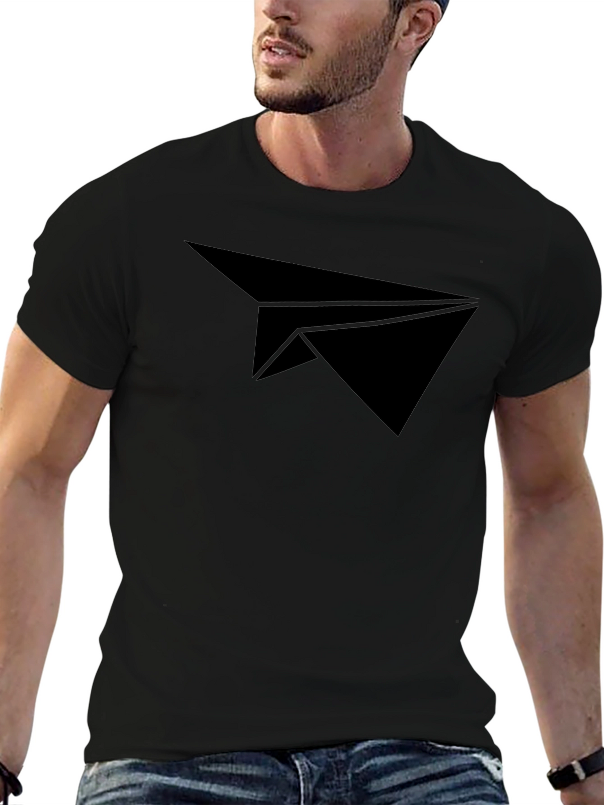 Black Paper Airplane Graphic Tee - Stylish Casual Wear