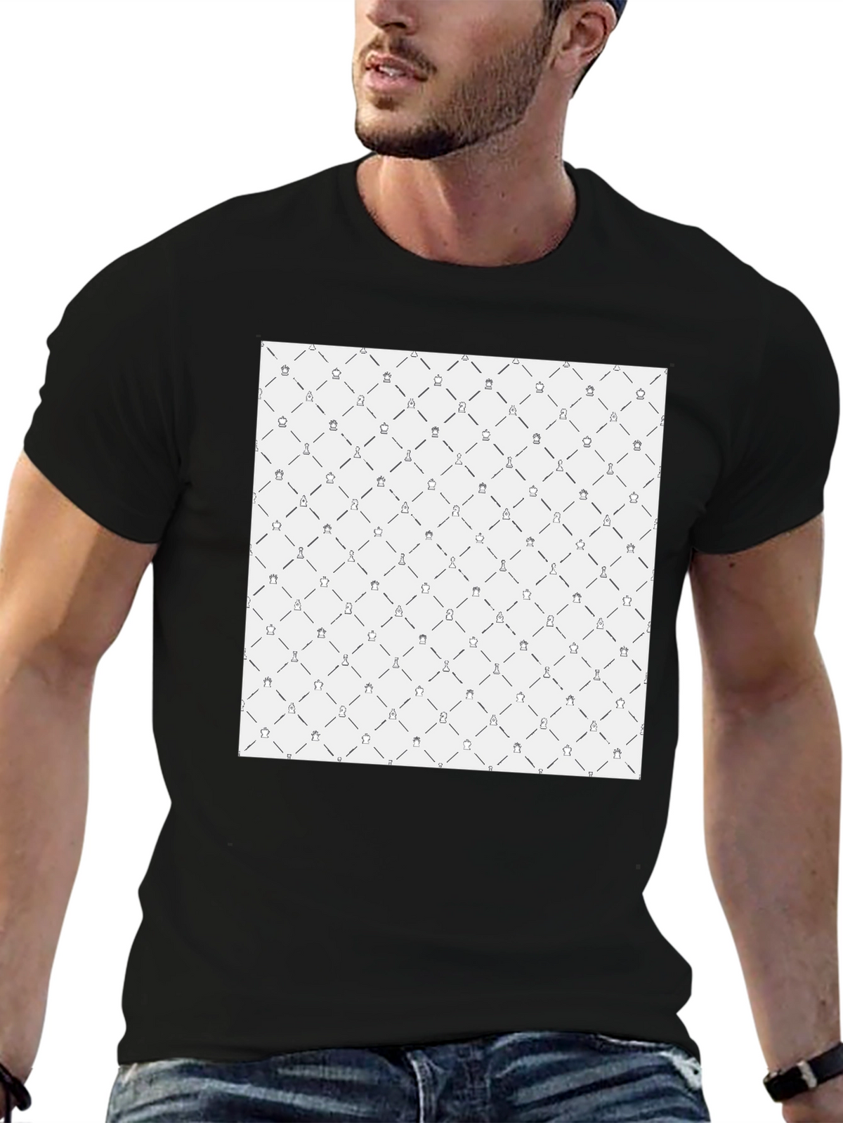 Chess Pattern Black T-Shirt