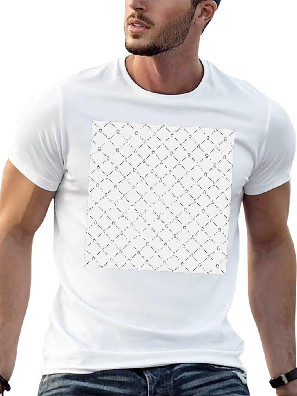 Chess Pattern Black T-Shirt