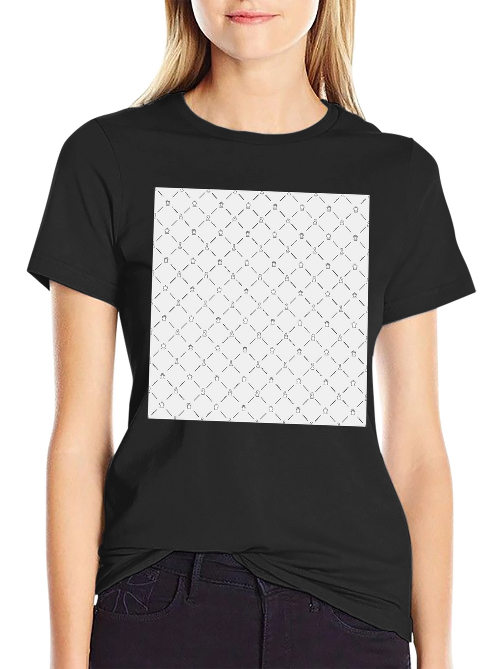 Chess Pattern Black T-Shirt