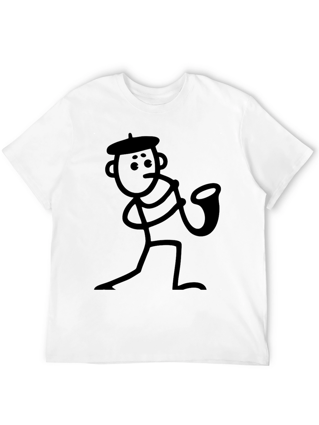Saxophone Stick Figure T-Shirt - Funny Musician Tee