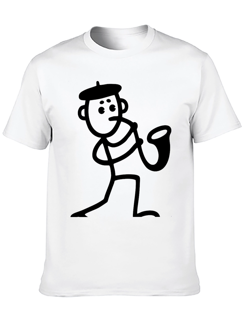 Saxophone Stick Figure T-Shirt - Funny Musician Tee