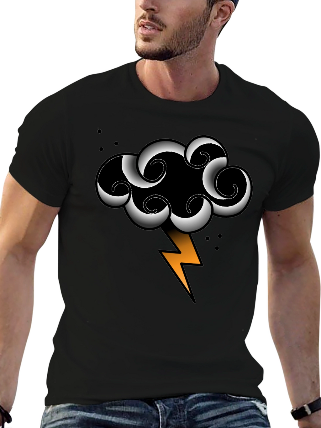 Storm Cloud Lightning Bolt Graphic Tee