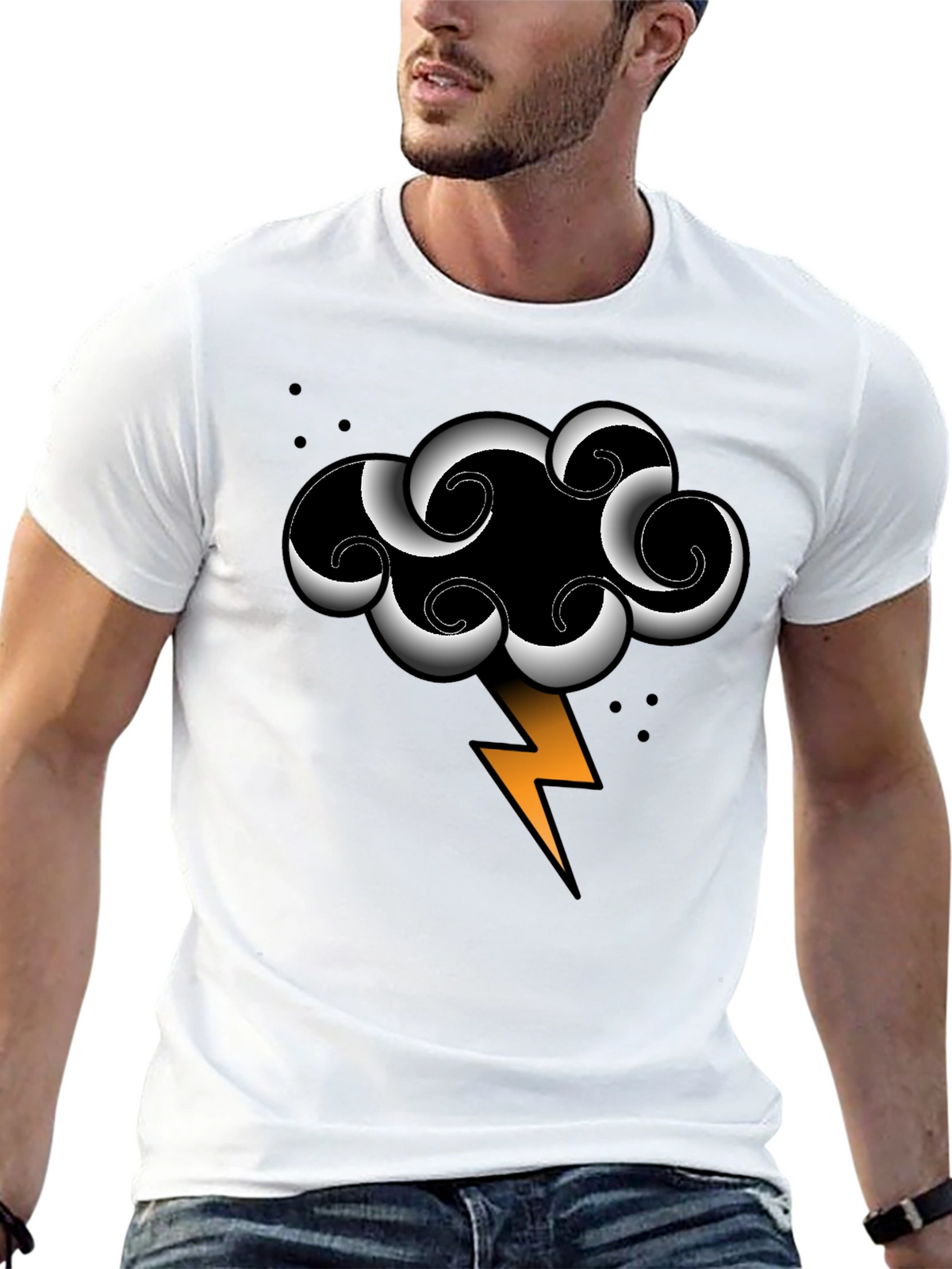 Storm Cloud Lightning Bolt Graphic Tee