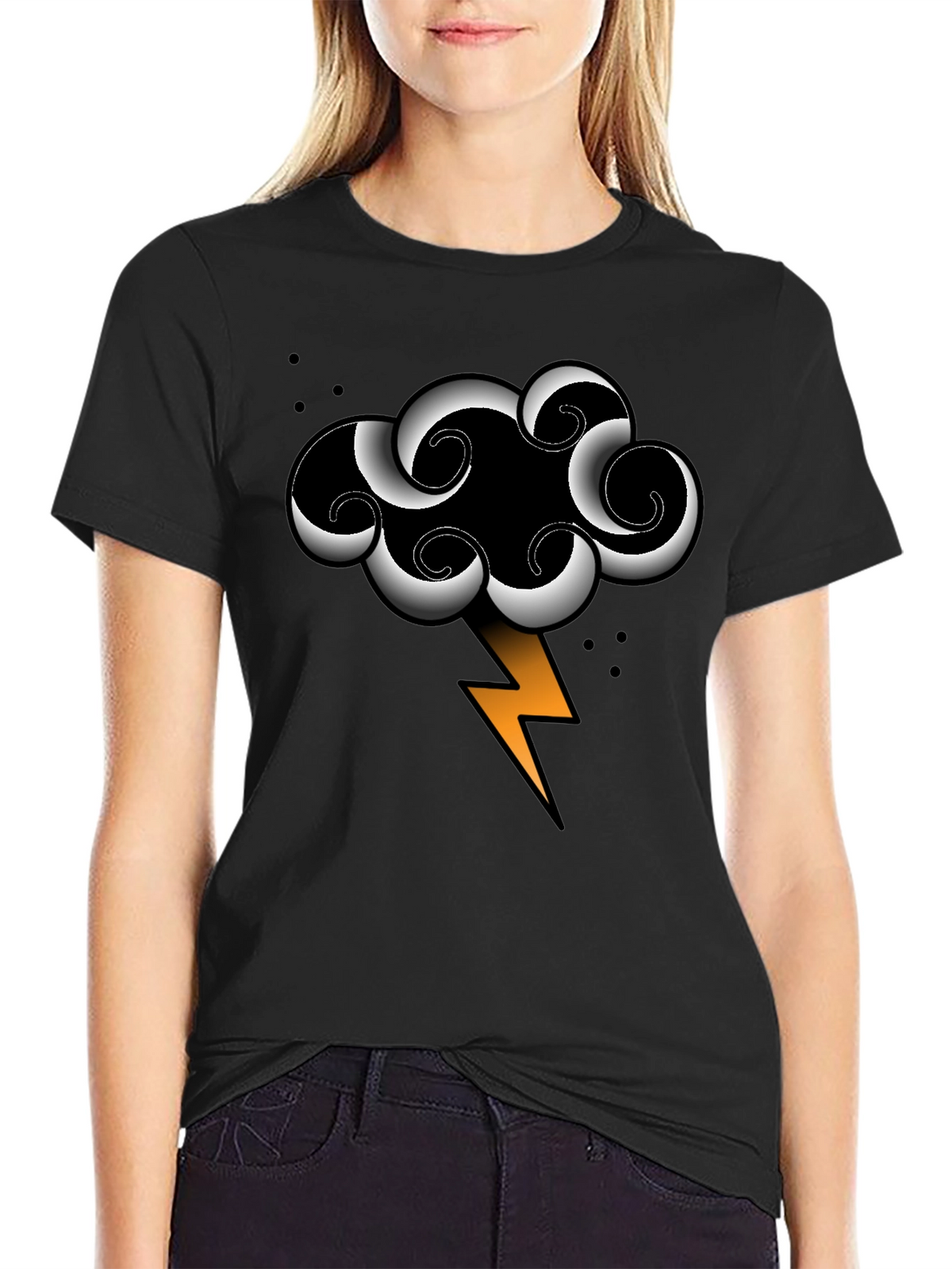 Storm Cloud Lightning Bolt Graphic Tee
