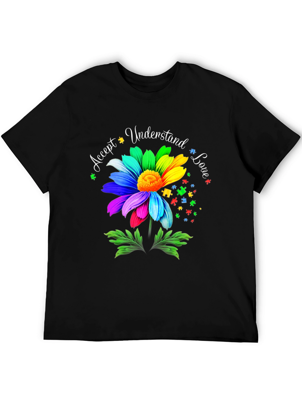 Autism Awareness Flower T-Shirt - Accept Understand Love