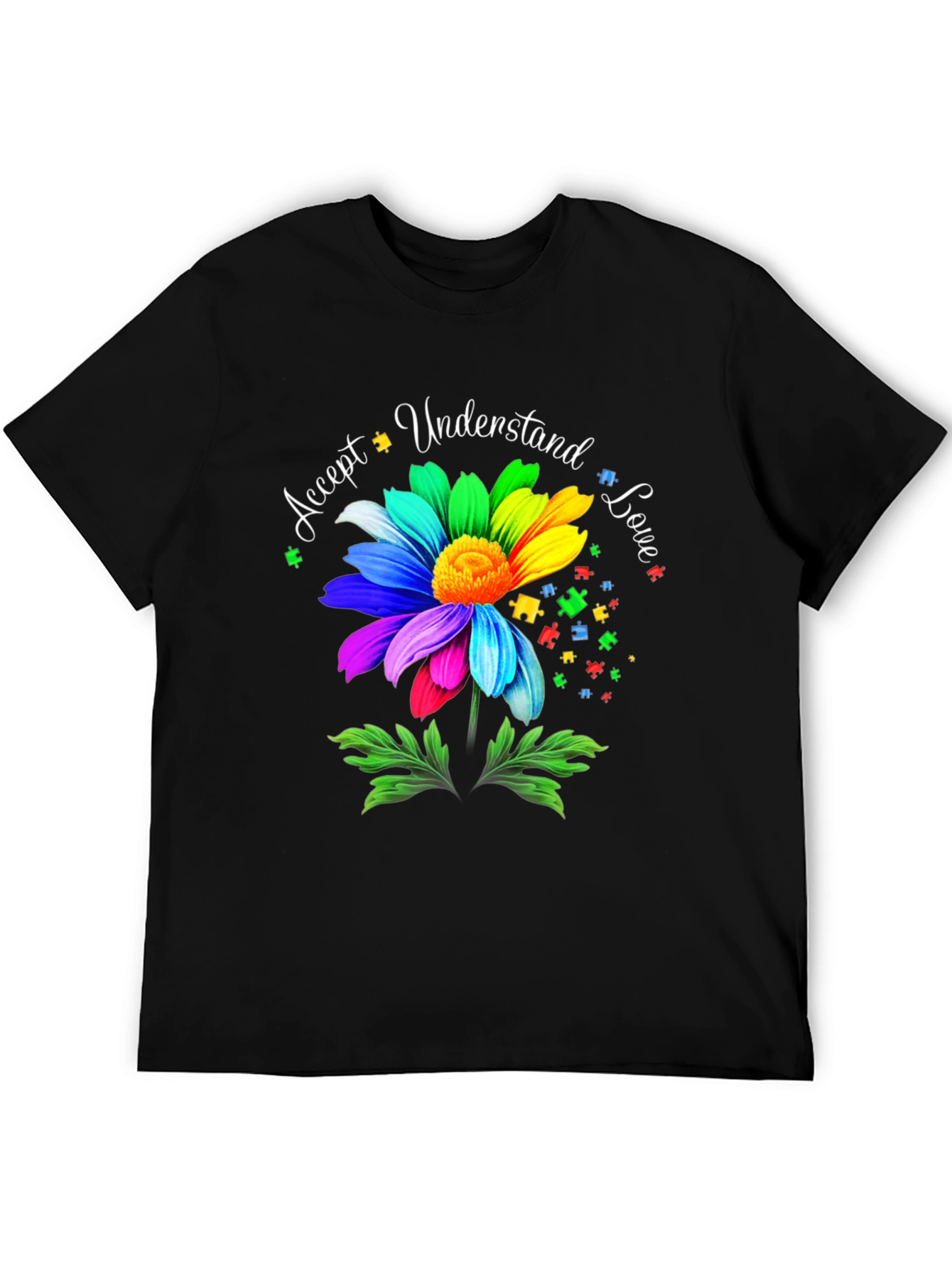 Autism Awareness Flower T-Shirt - Accept Understand Love