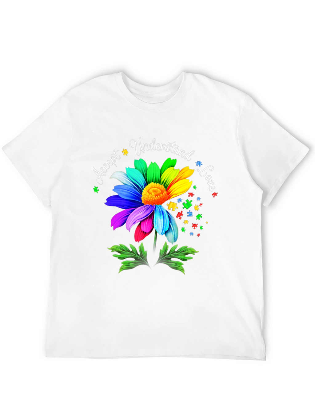 Autism Awareness Flower T-Shirt - Accept Understand Love