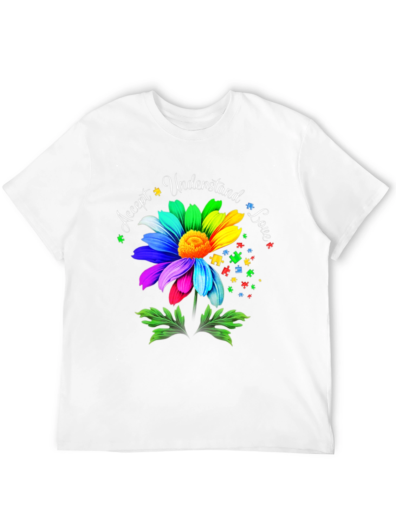 Autism Awareness Flower T-Shirt - Accept Understand Love