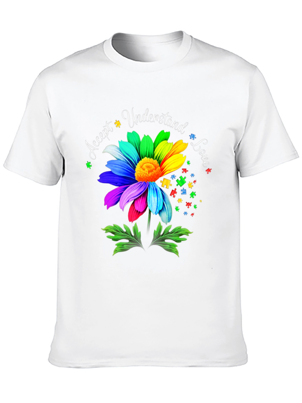 Autism Awareness Flower T-Shirt - Accept Understand Love