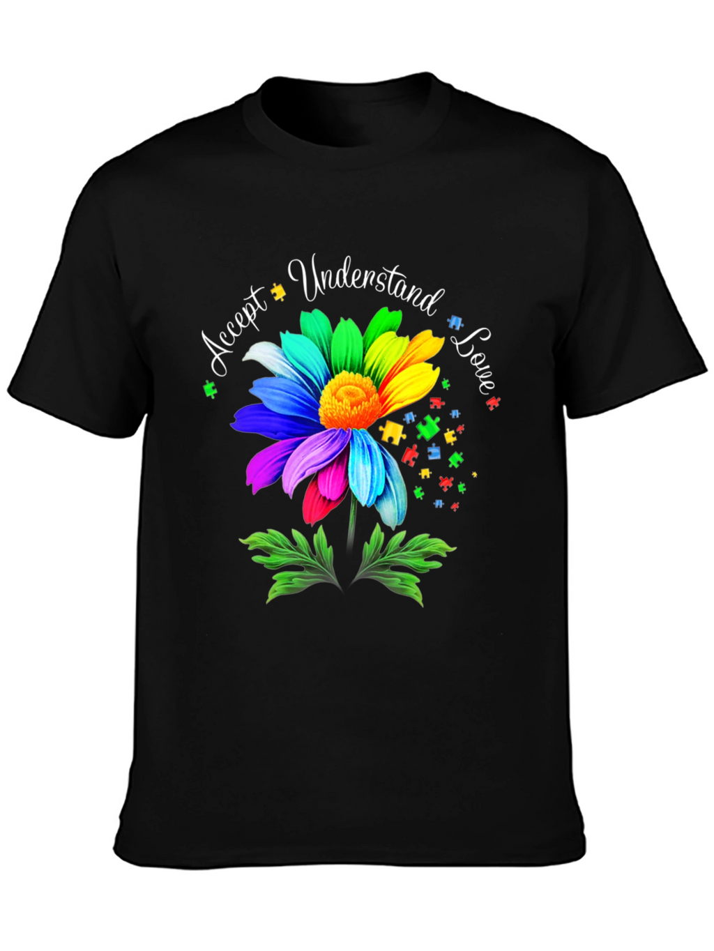 Autism Awareness Flower T-Shirt - Accept Understand Love