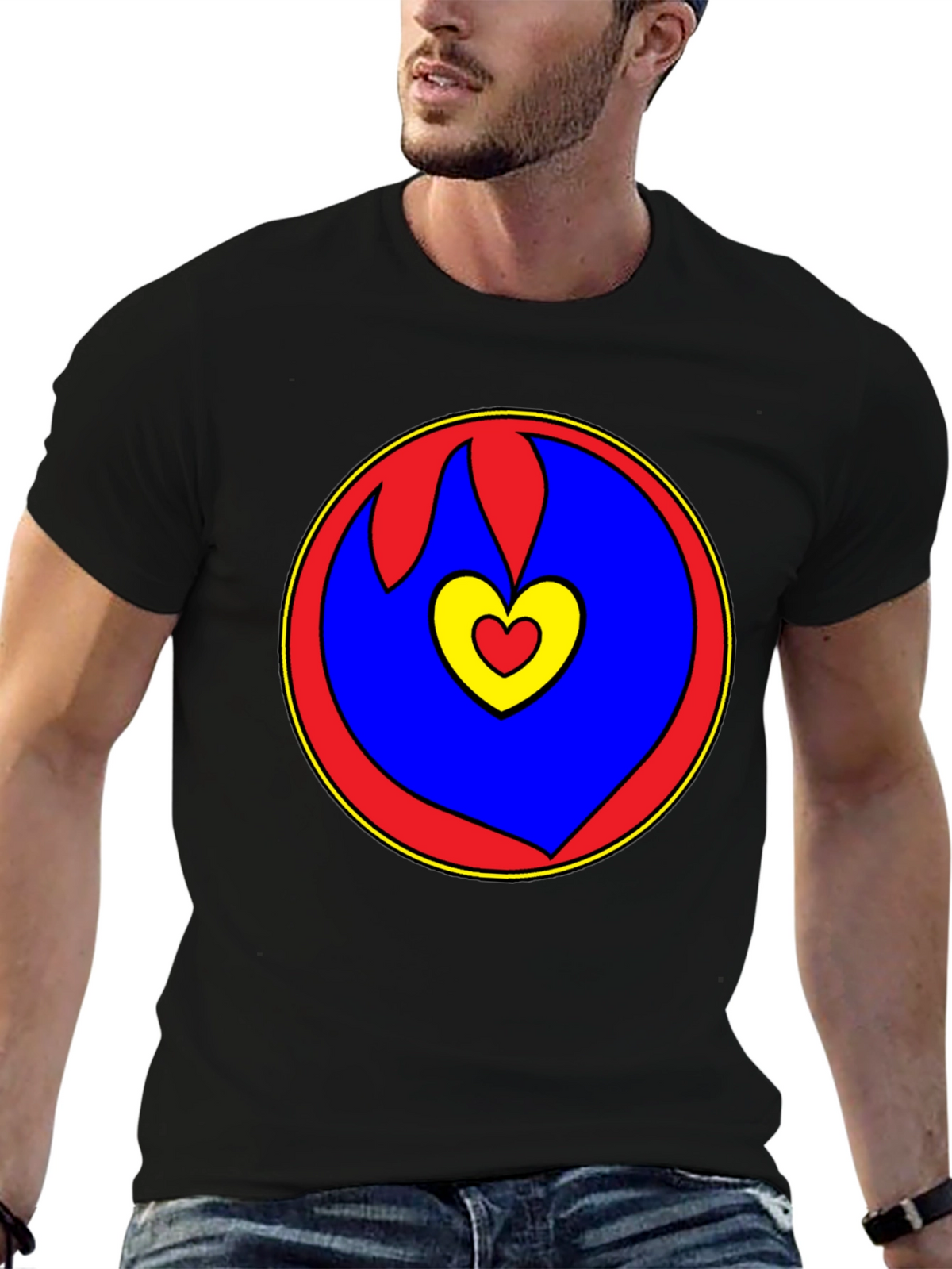Heart Circle Graphic Tee - Black Casual Shirt