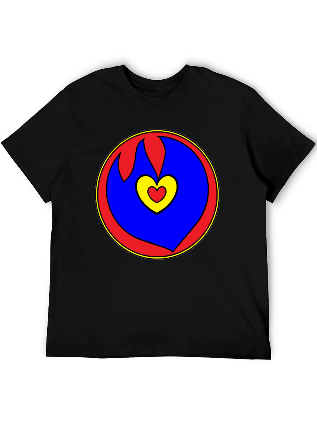Heart Circle Graphic Tee - Black Casual Shirt