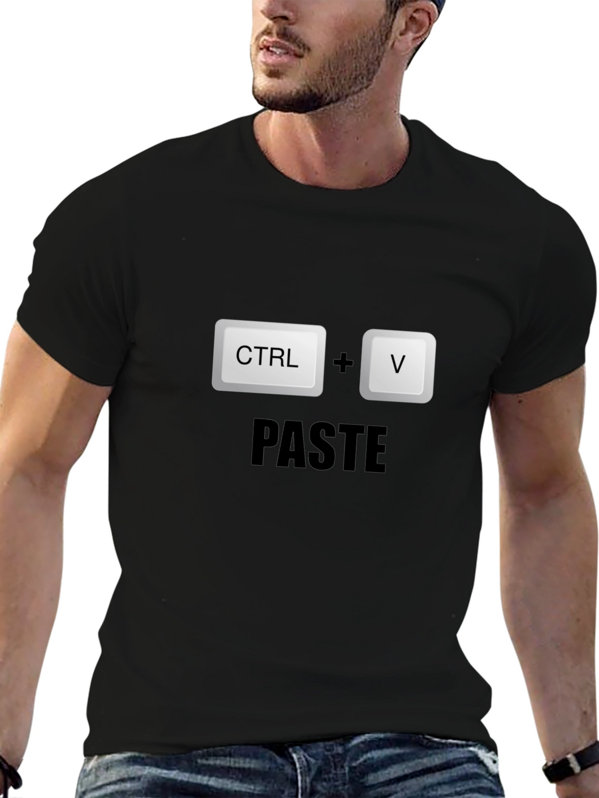 CTRL+V Paste Black T-Shirt - Programmer Humor!