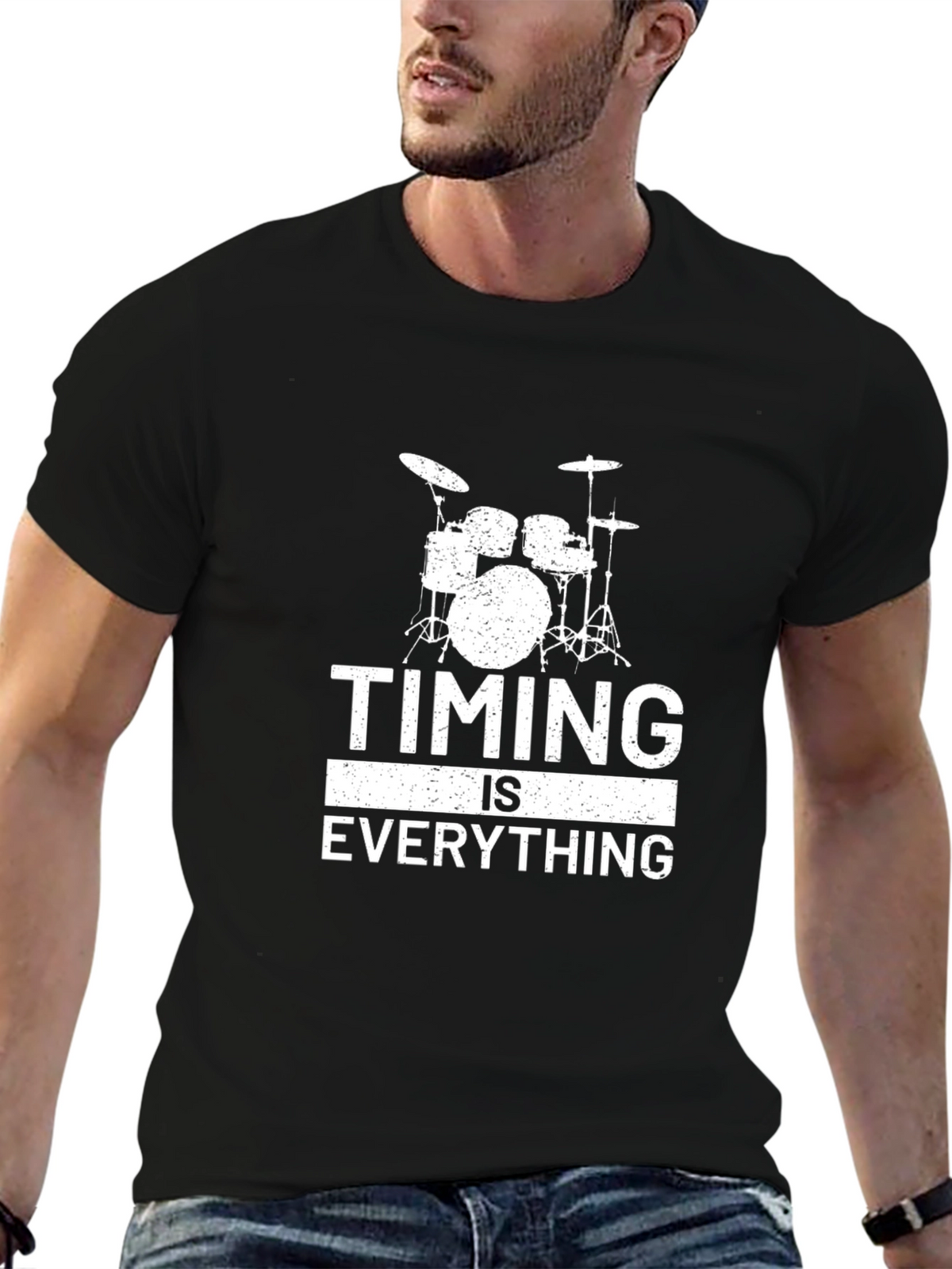 Drum Set Timing is Everything Black T-Shirt