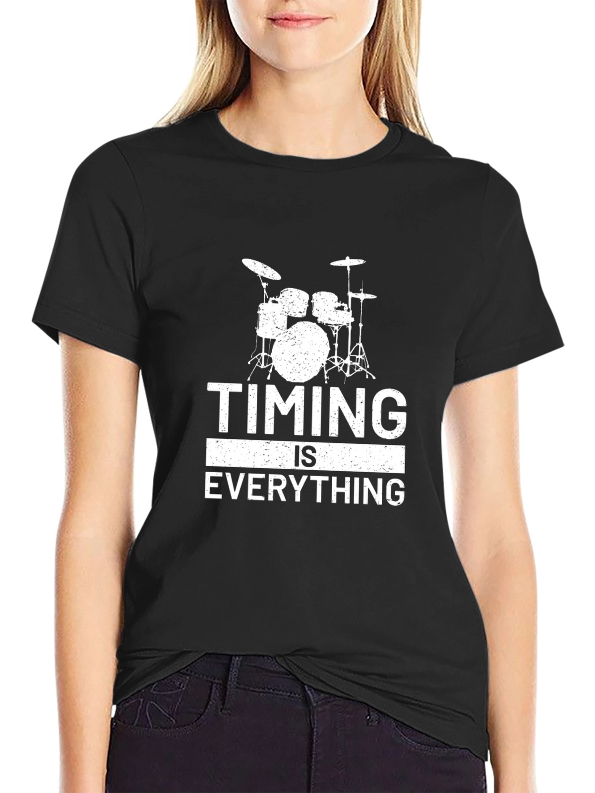 Drum Set Timing is Everything Black T-Shirt