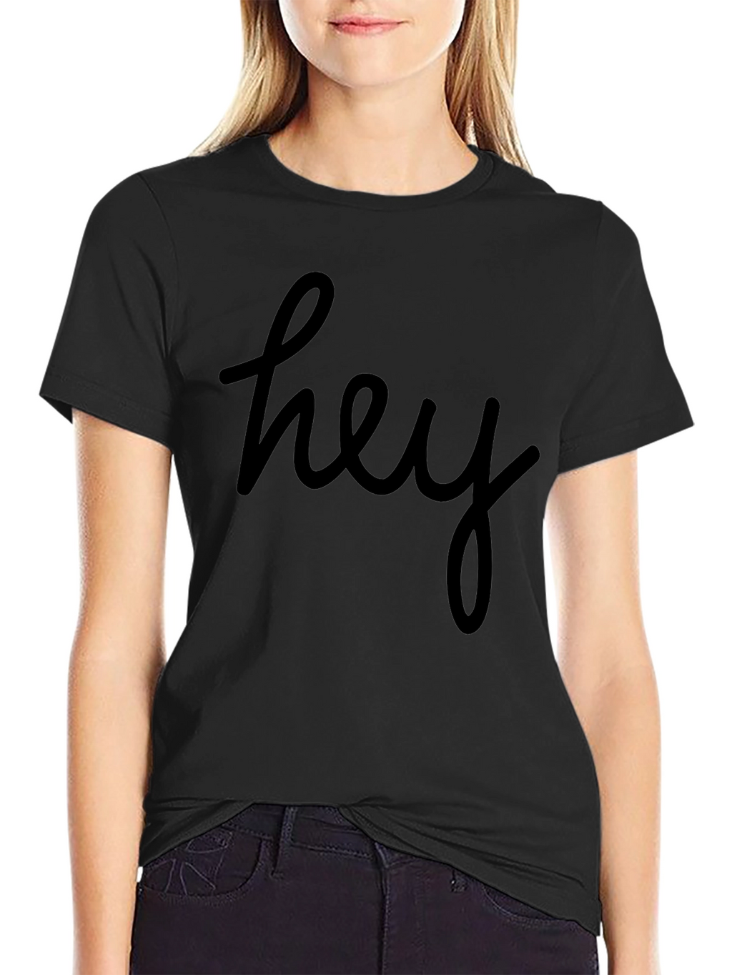 Hey Script Graphic Tee - Casual Comfort