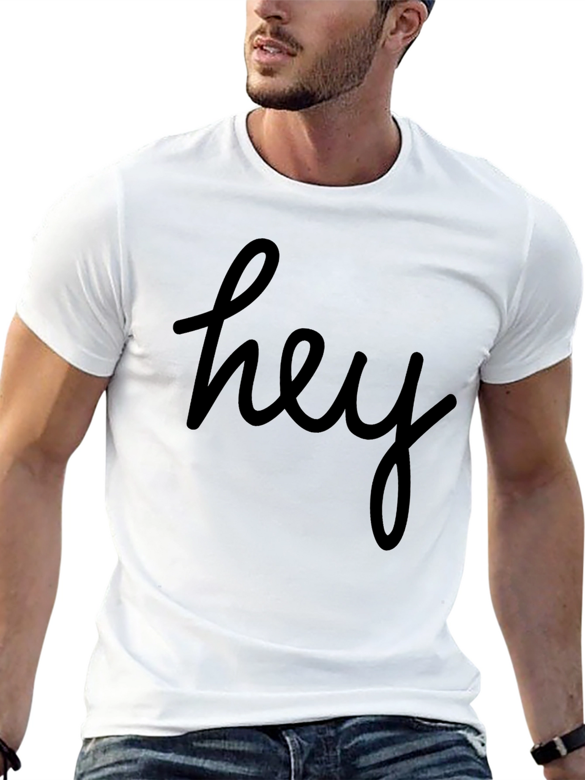 Hey Script Graphic Tee - Casual Comfort