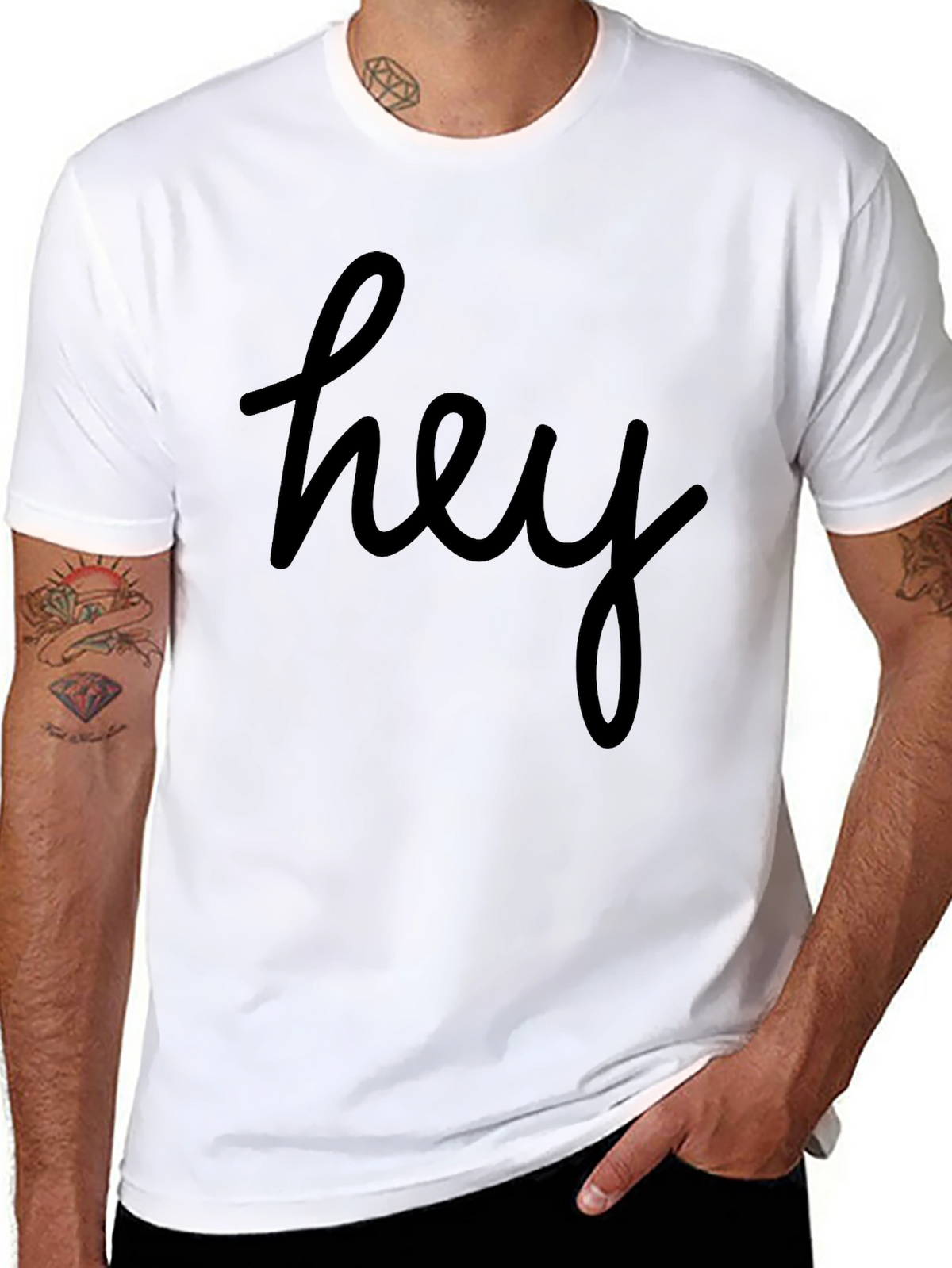 Hey Script Graphic Tee - Casual Comfort