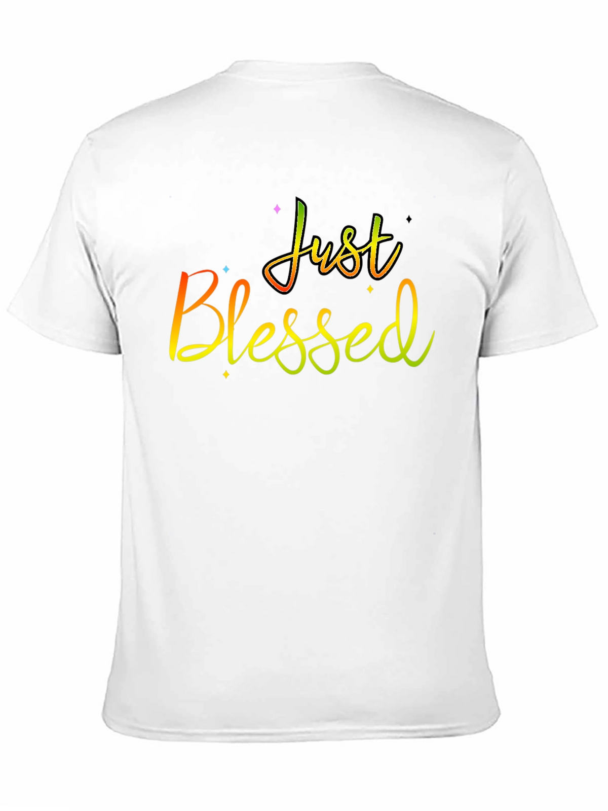 Just Blessed Rainbow Text Black T-Shirt