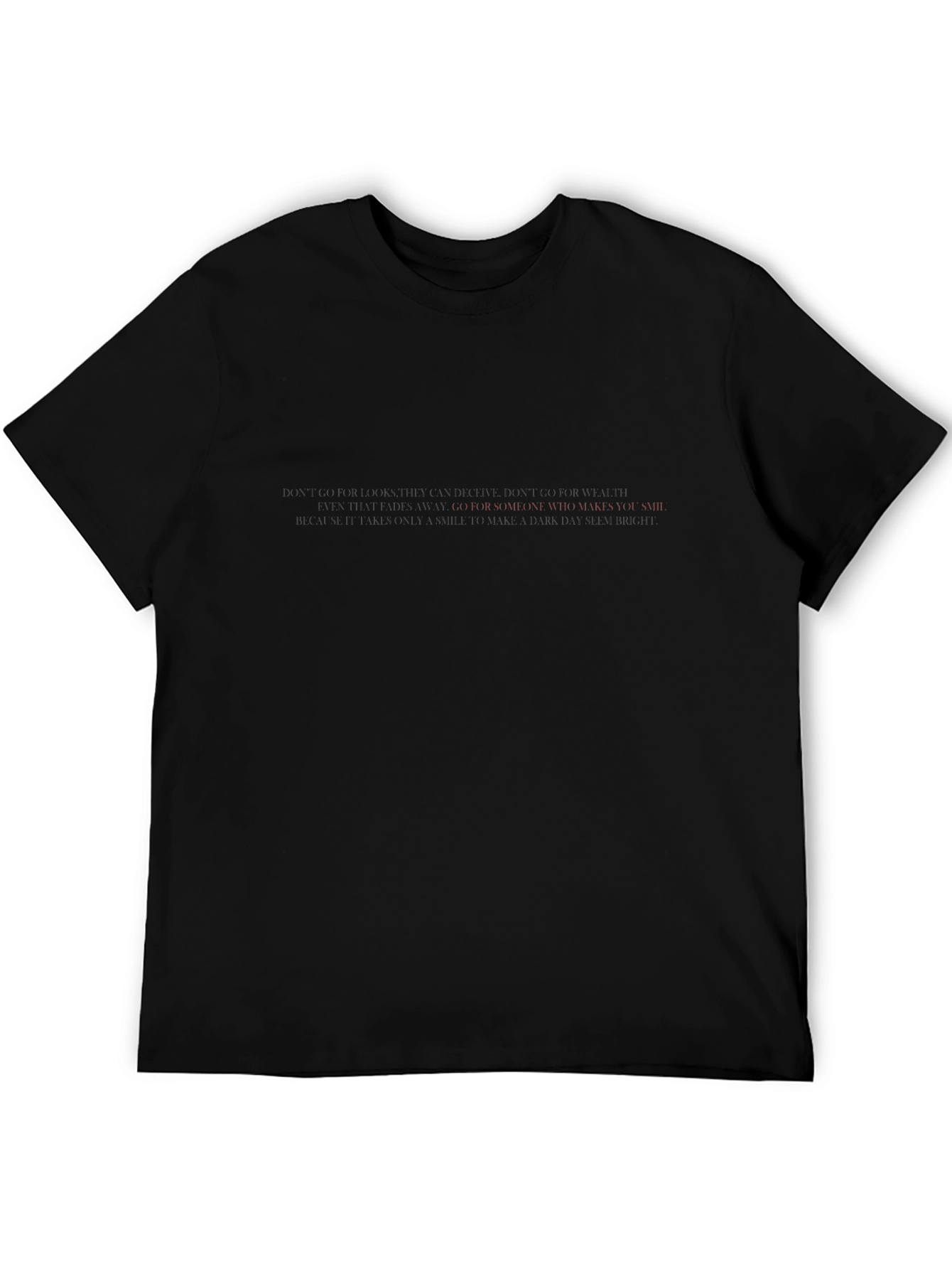 Mens Black T-Shirt with Inspirational Quote