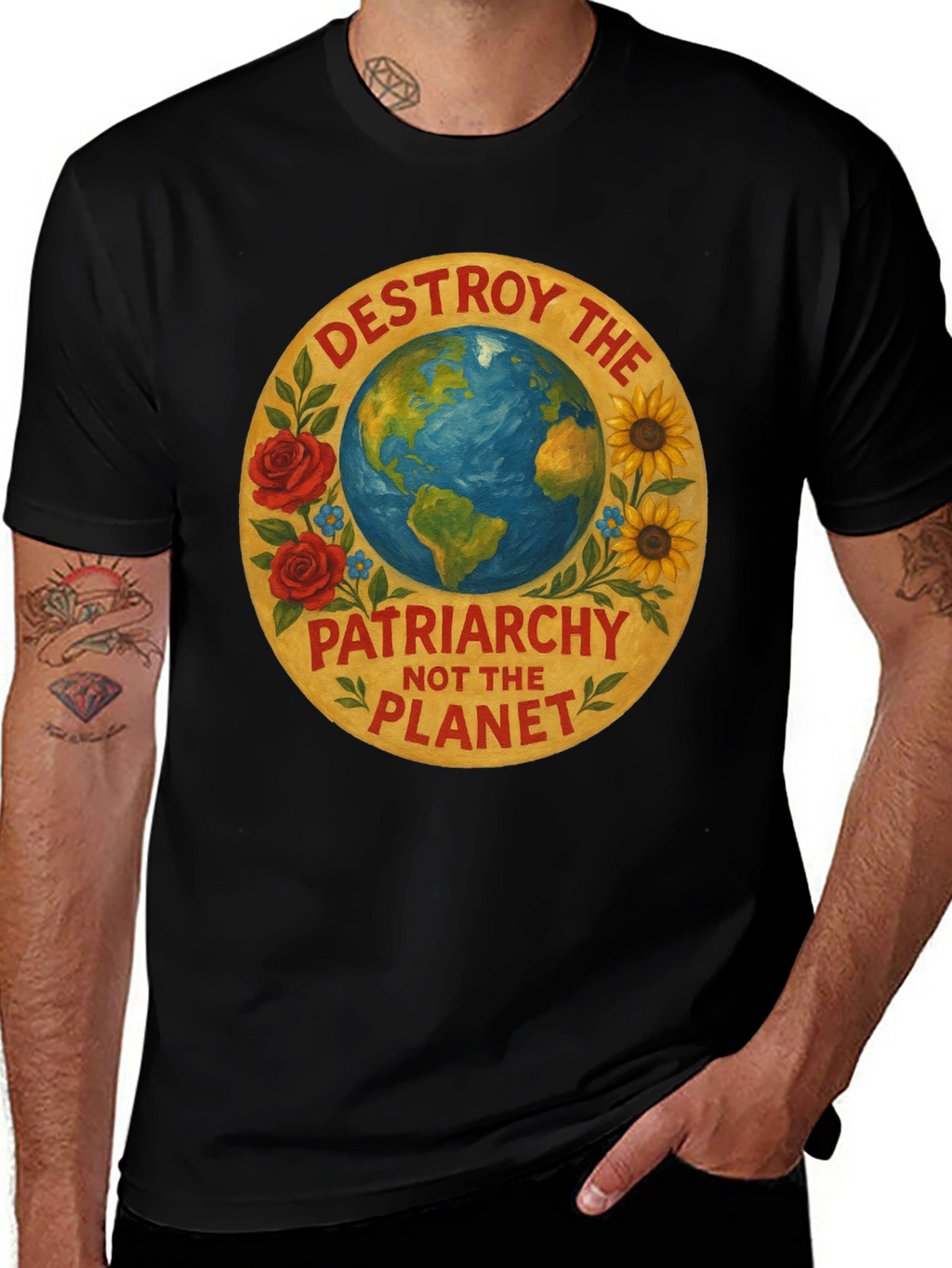 Destroy Patriarchy Planet Earth Graphic Tee