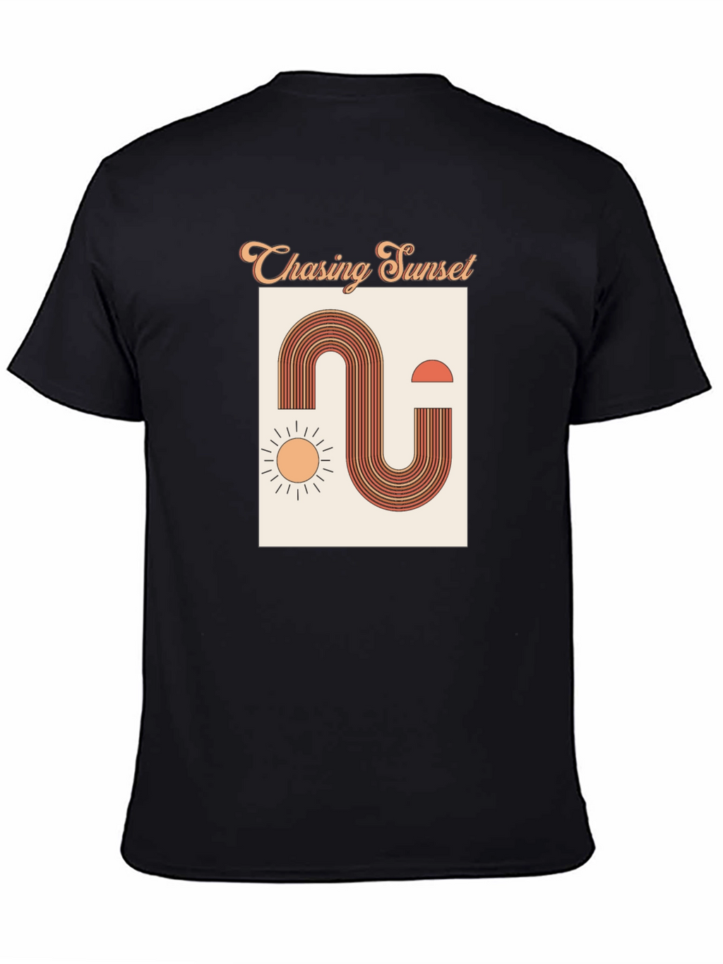 Retro Chasing Sunset Graphic Tee - Black