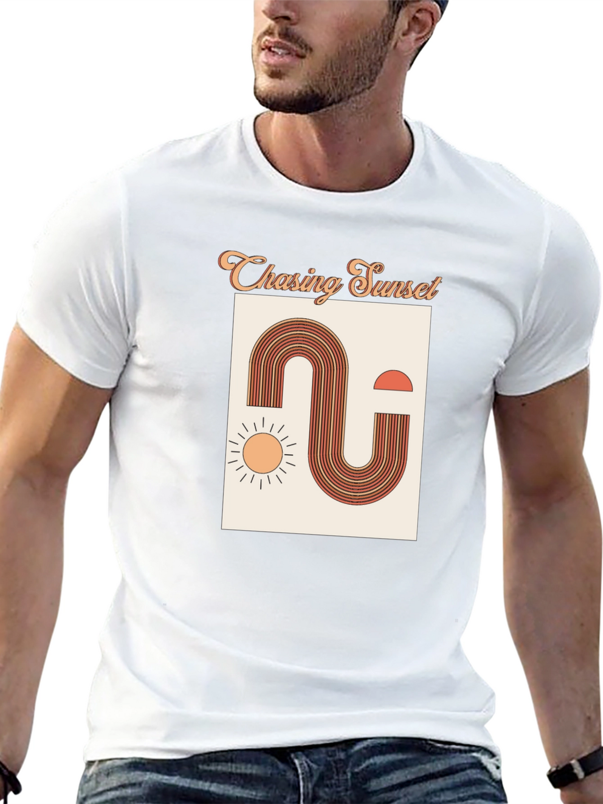 Retro Chasing Sunset Graphic Tee - Black