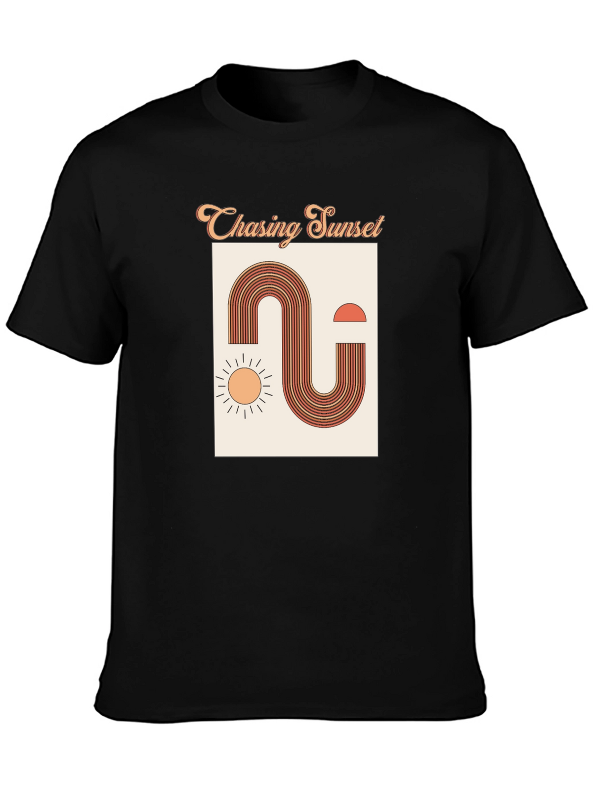 Retro Chasing Sunset Graphic Tee - Black
