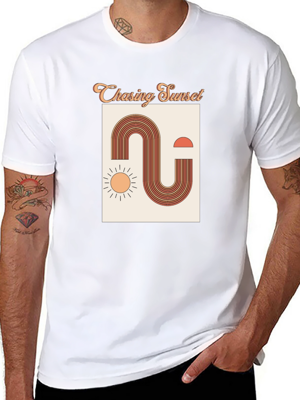 Retro Chasing Sunset Graphic Tee - Black