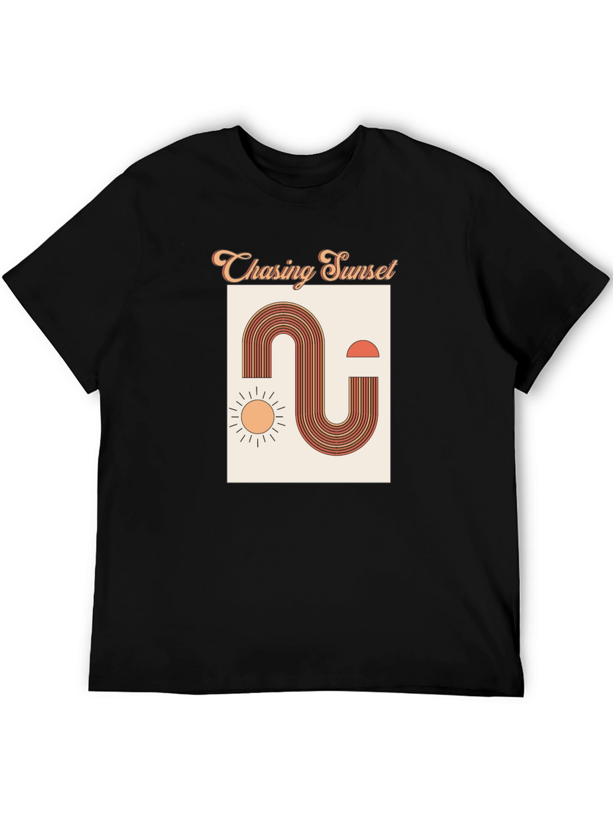 Retro Chasing Sunset Graphic Tee - Black