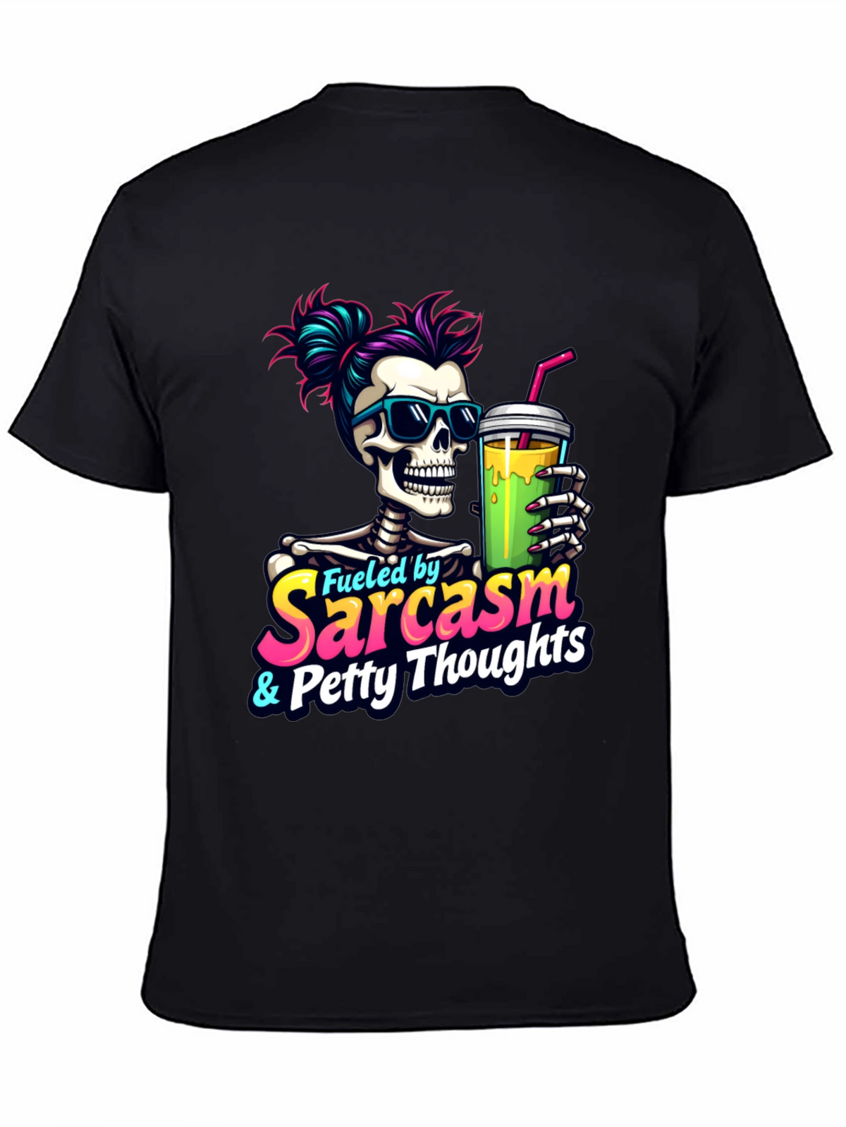 Fueled by Sarcasm Skeleton Graphic T-Shirt