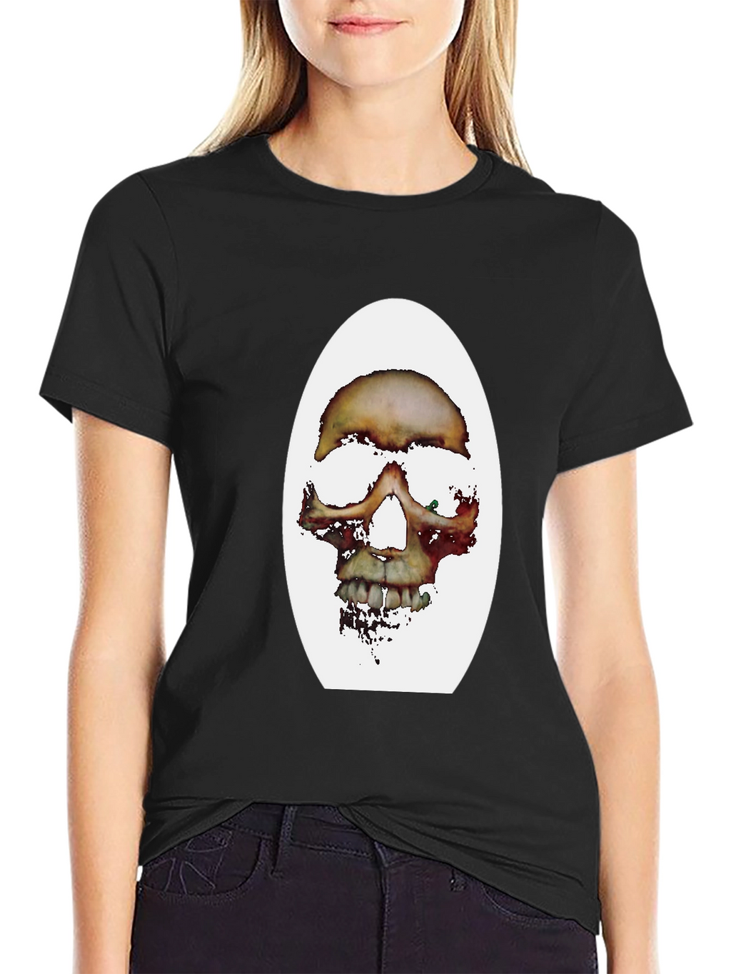 Edgy Skull Graphic Black T-Shirt