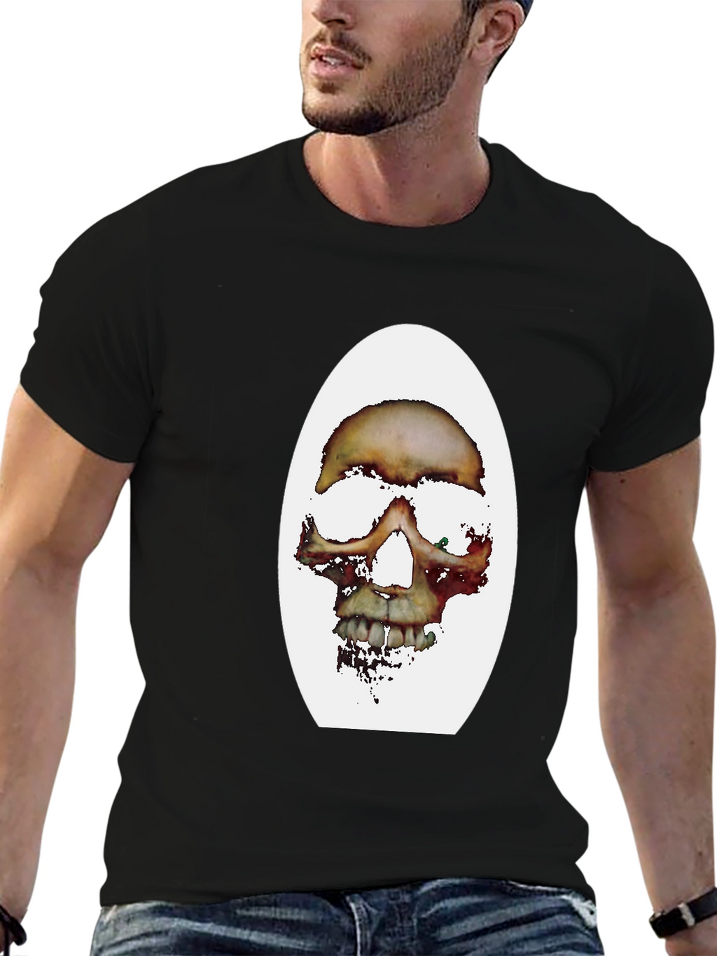 Edgy Skull Graphic Black T-Shirt
