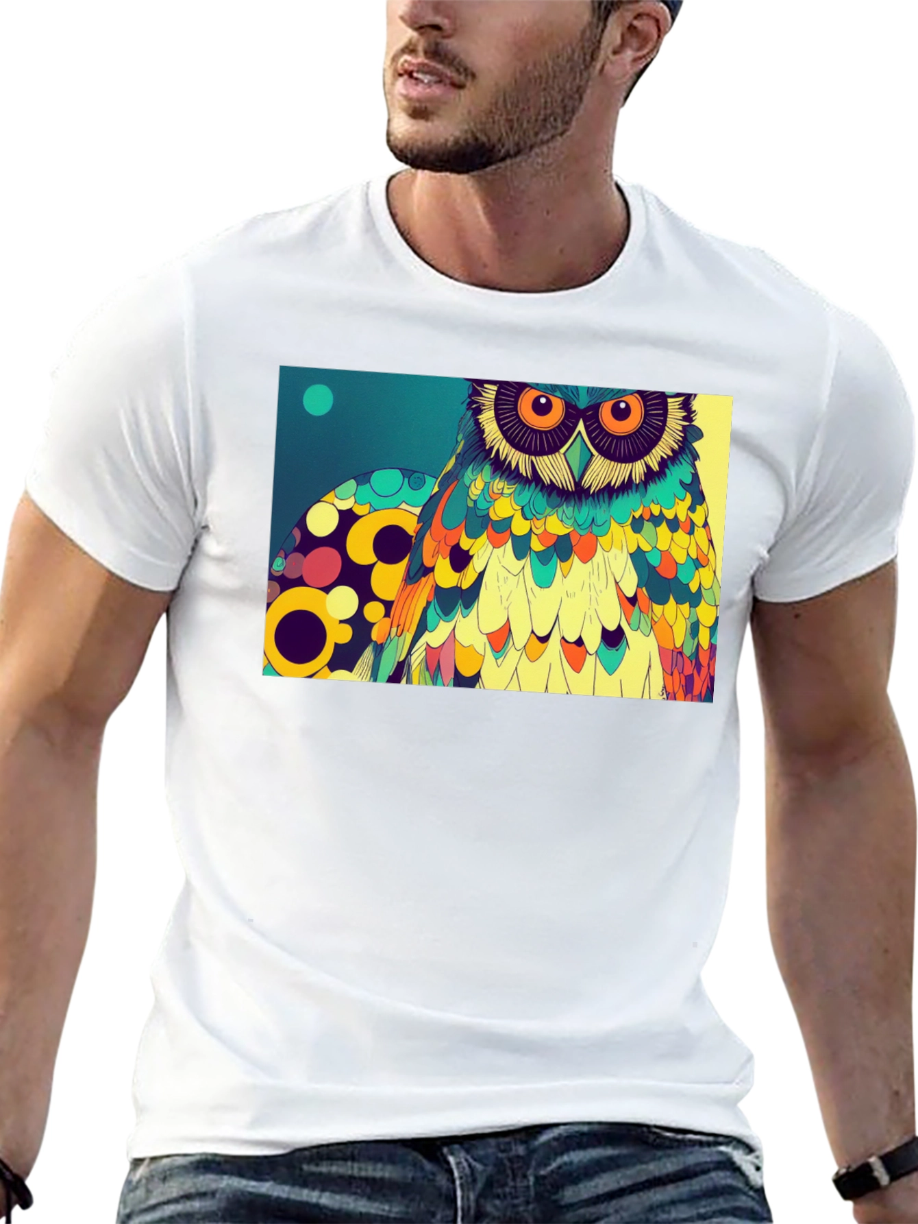 Owl Art Graphic Print T-Shirt