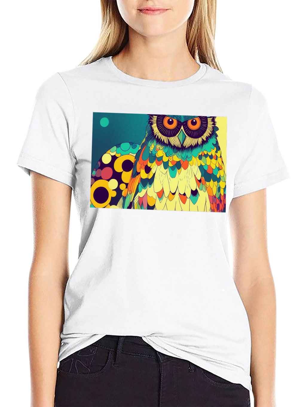 Owl Art Graphic Print T-Shirt