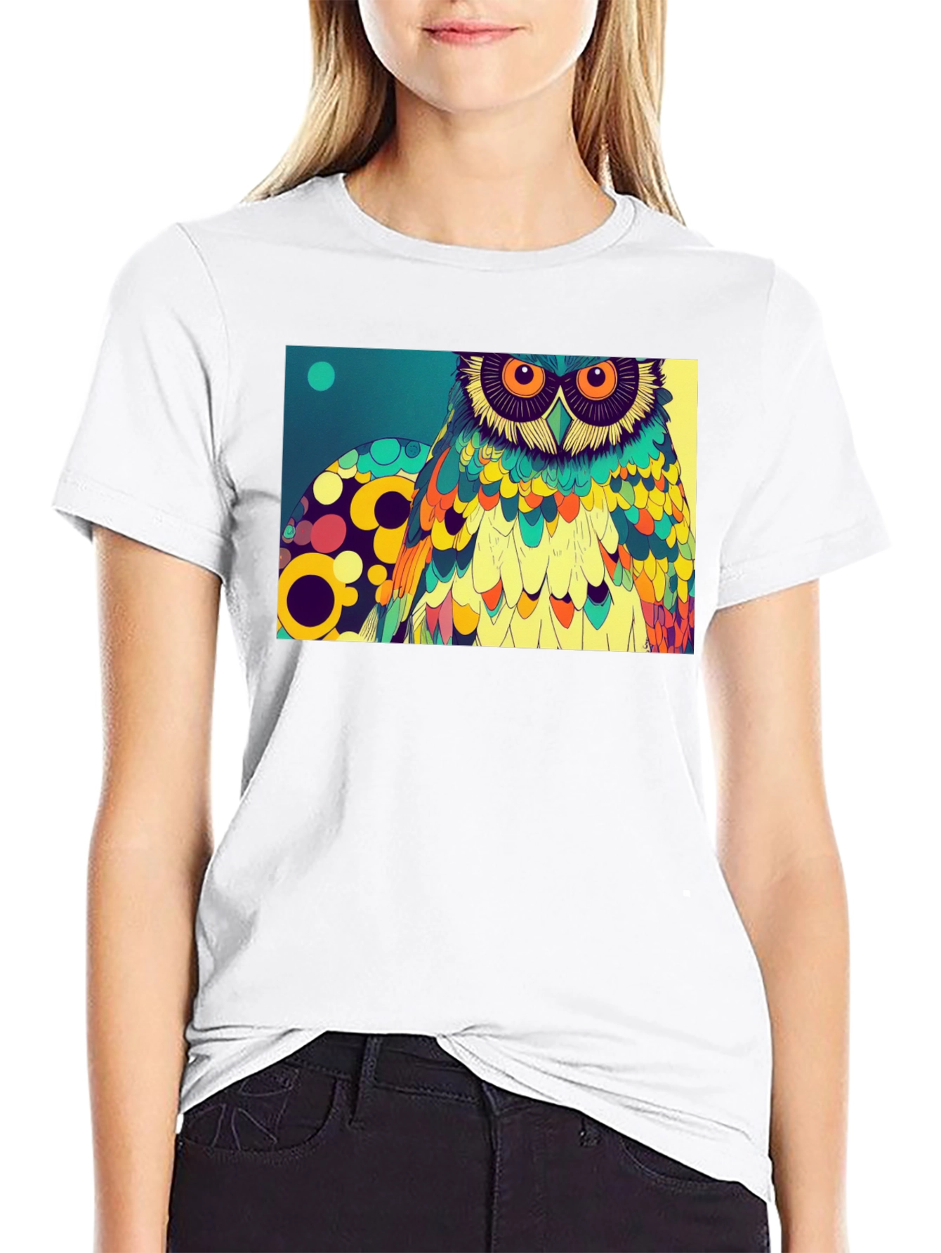 Owl Art Graphic Print T-Shirt
