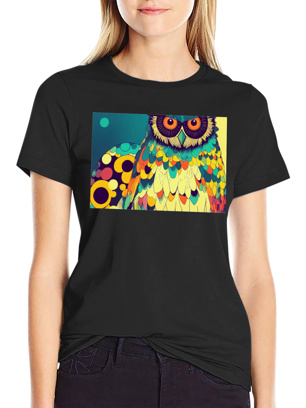 Owl Art Graphic Print T-Shirt