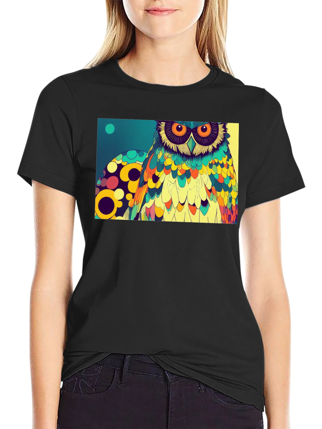 Owl Art Graphic Print T-Shirt
