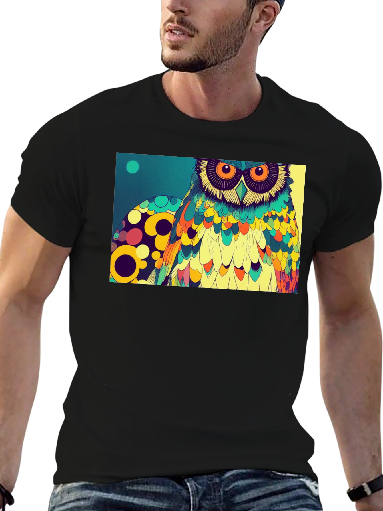 Owl Art Graphic Print T-Shirt