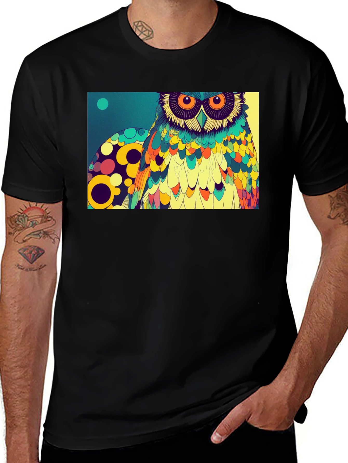 Owl Art Graphic Print T-Shirt