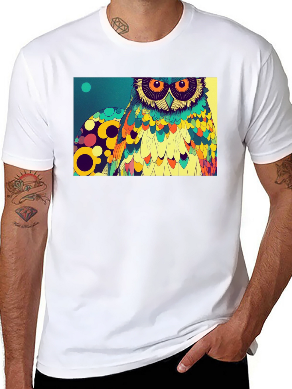 Owl Art Graphic Print T-Shirt