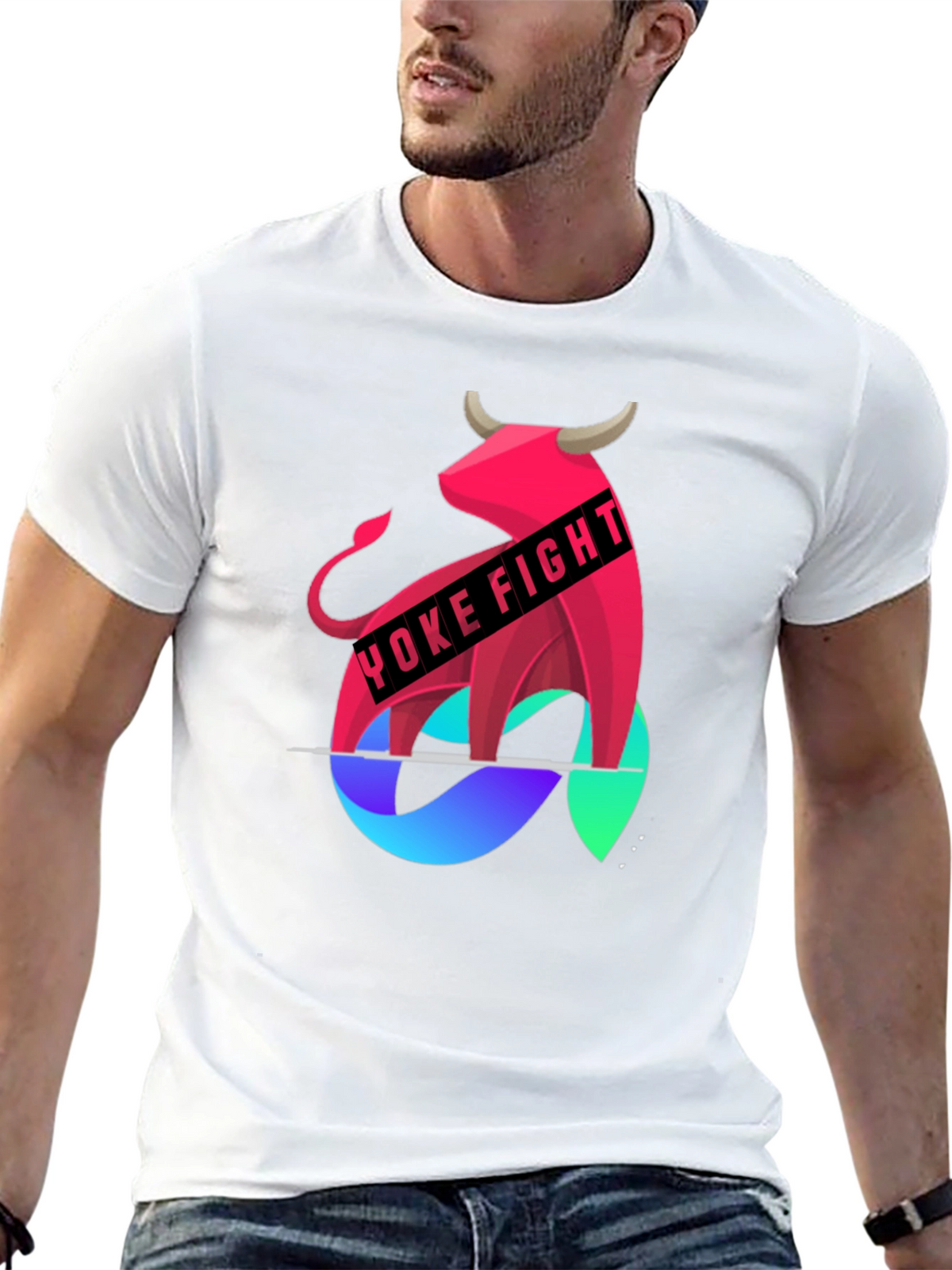 Yoke Fight Bull Graphic Tee - Stylish Mens T-Shirt