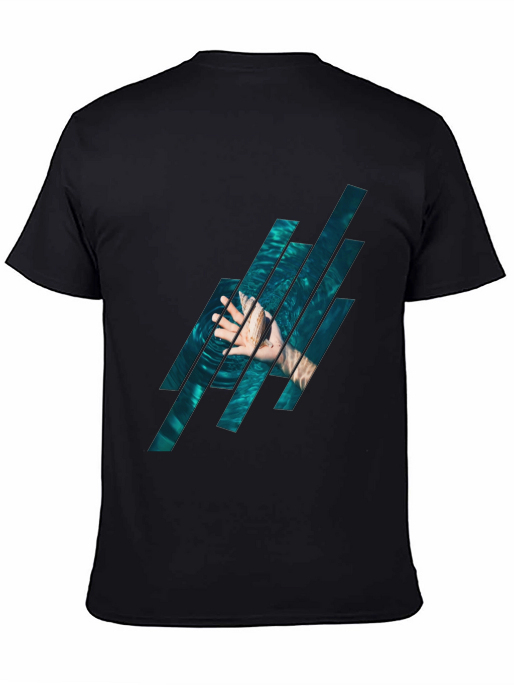 Abstract Water Graphic Black T-Shirt