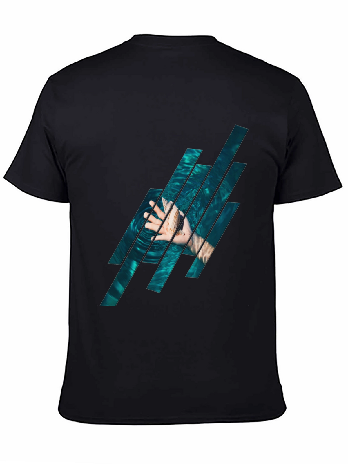 Abstract Water Graphic Black T-Shirt