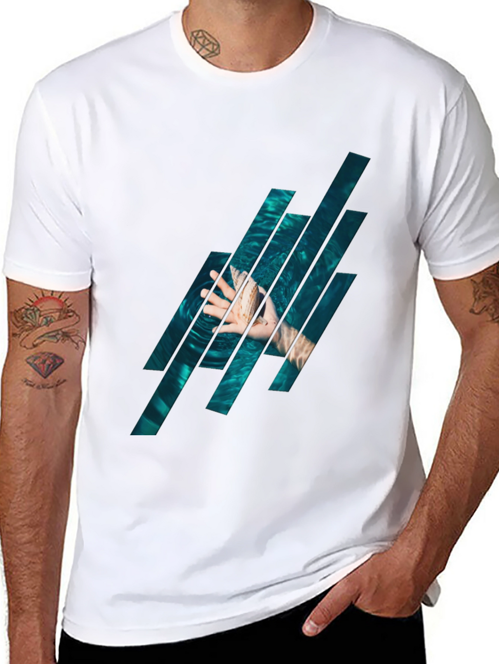 Abstract Water Graphic Black T-Shirt