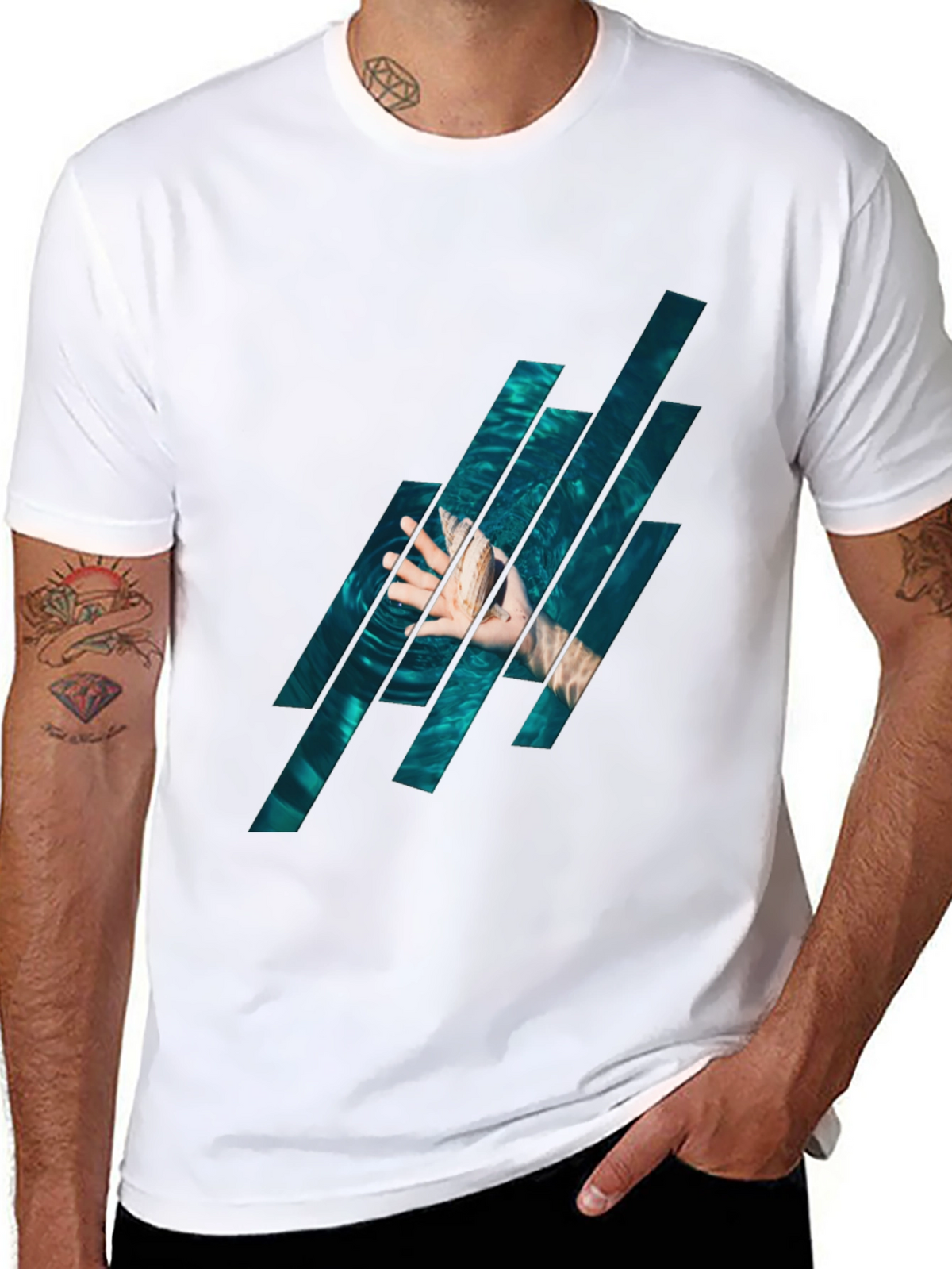 Abstract Water Graphic Black T-Shirt