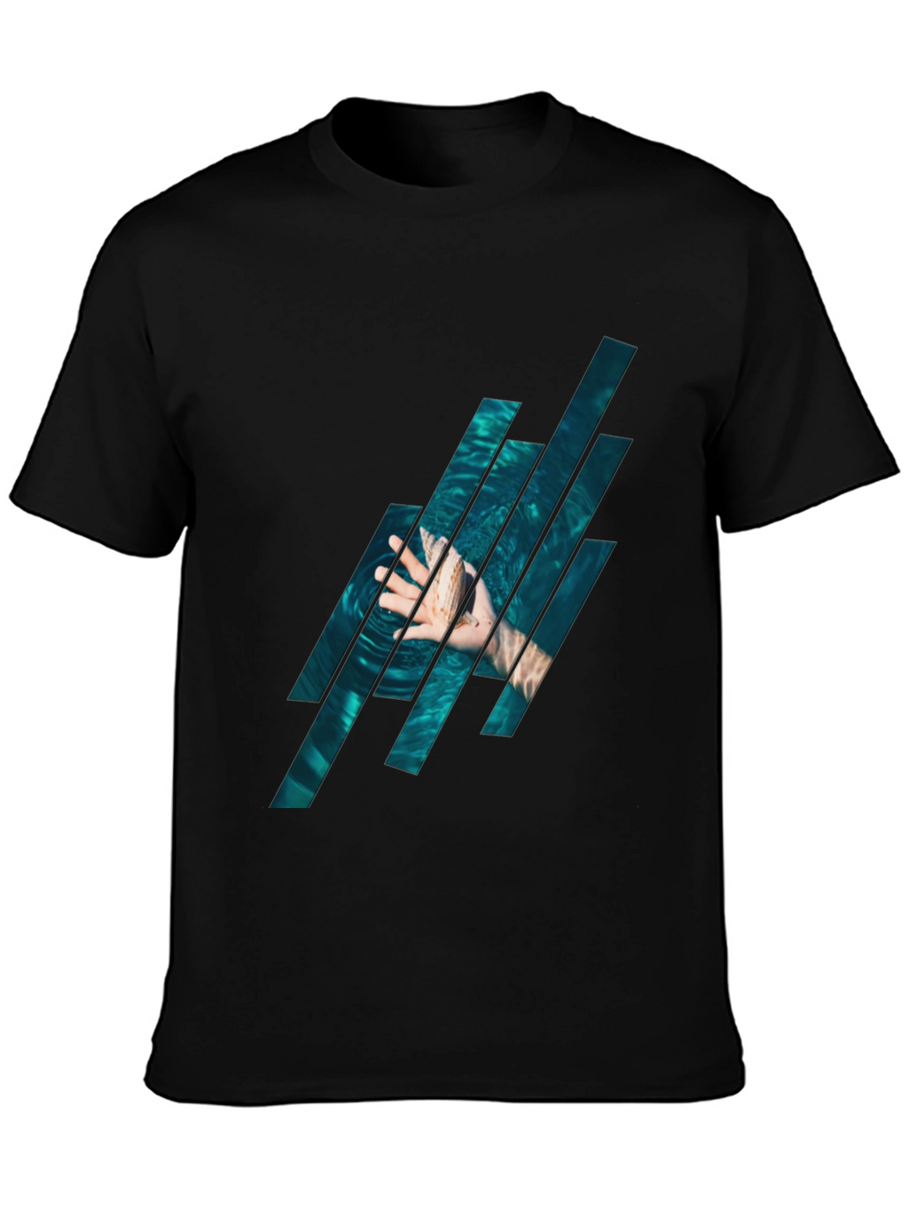 Abstract Water Graphic Black T-Shirt