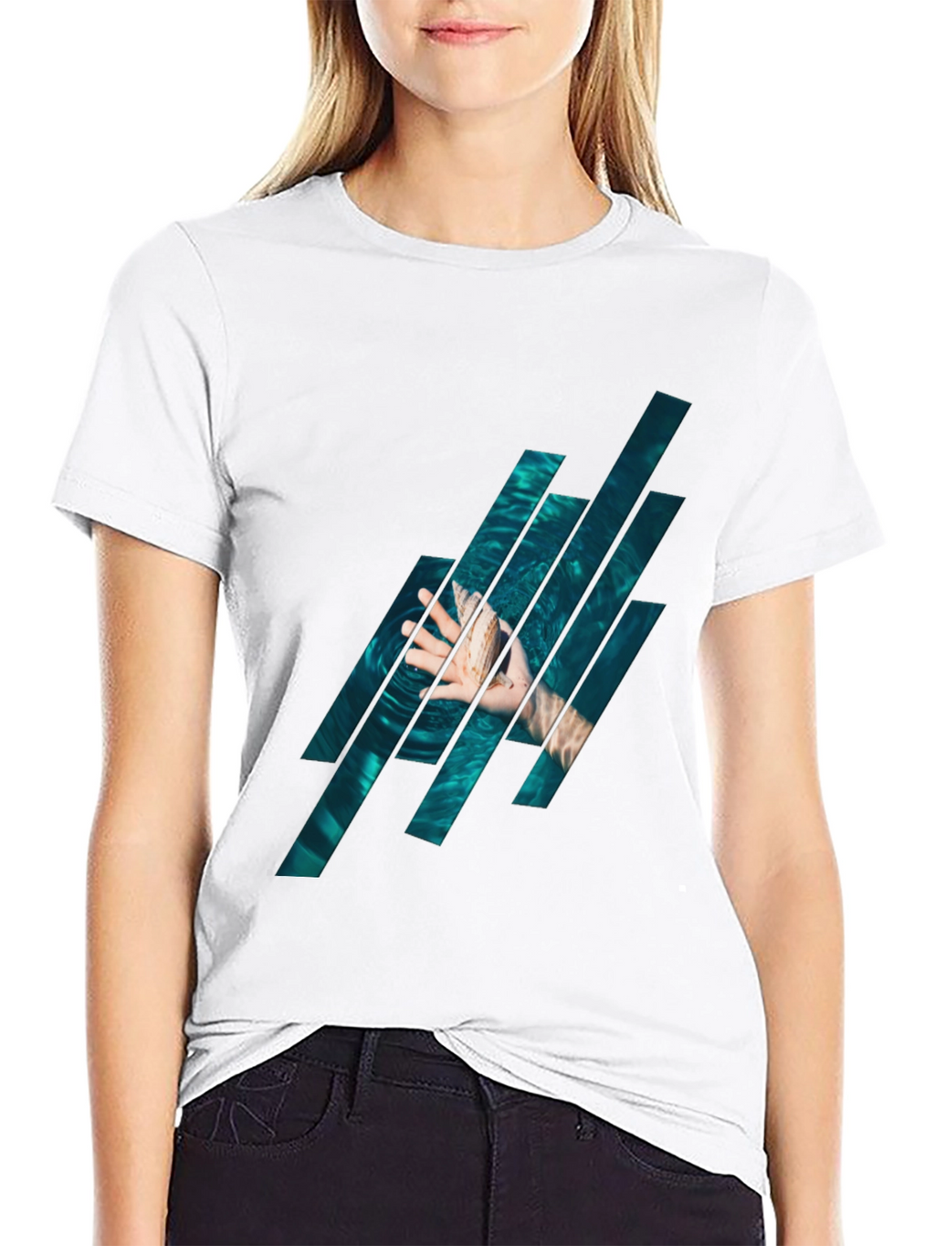 Abstract Water Graphic Black T-Shirt