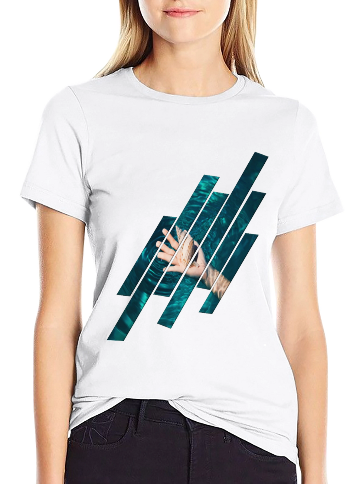 Abstract Water Graphic Black T-Shirt